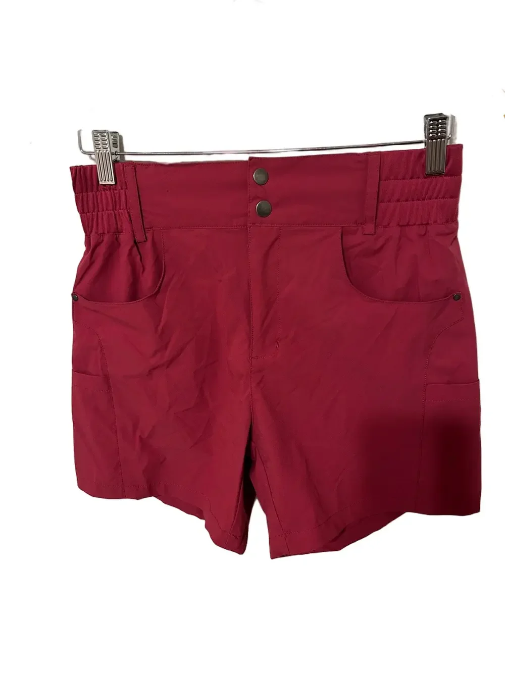 🎼Viodia High-Rise Cherry Red hiking golf shorts with pocket high waist stretch S